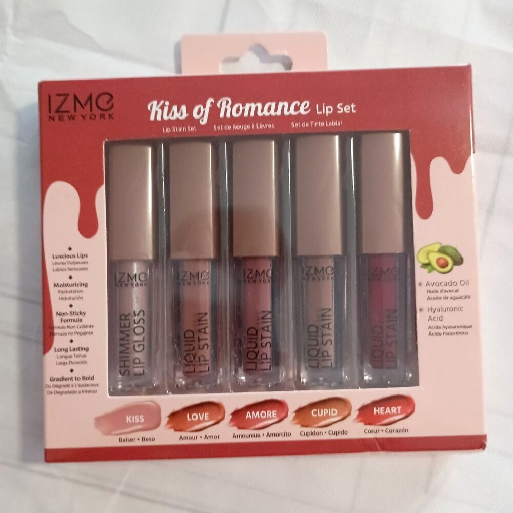 Izmé New York Kiss of Romance Lip Set 5 Colors Avocado Oil Hyaluronic Acid